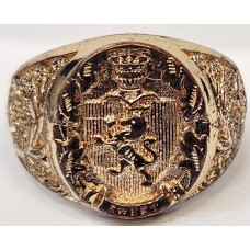 MEN'S GOLD RING . DESIGNED GREAT BRITAIN LIONHEART EMBLEM . USED . 9ct